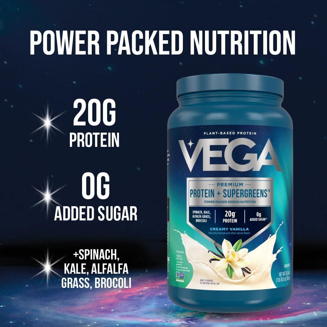 Protein + Supergreens - 20G Plant-Based Protein, Chocolate Flavor, 25 Servings, Enhanced with Real Greens & Vegetables, n Keto, 0G Added Sugar, Non-GMO, Gluten-Free, Dairy-Free, 1.8 lbs (Packaging May Vary)