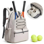 G4Free Large Pickleball & Tennis Bag, Backpack Style, Holds 4 Rackets, Shoe Compartment, Ivory L