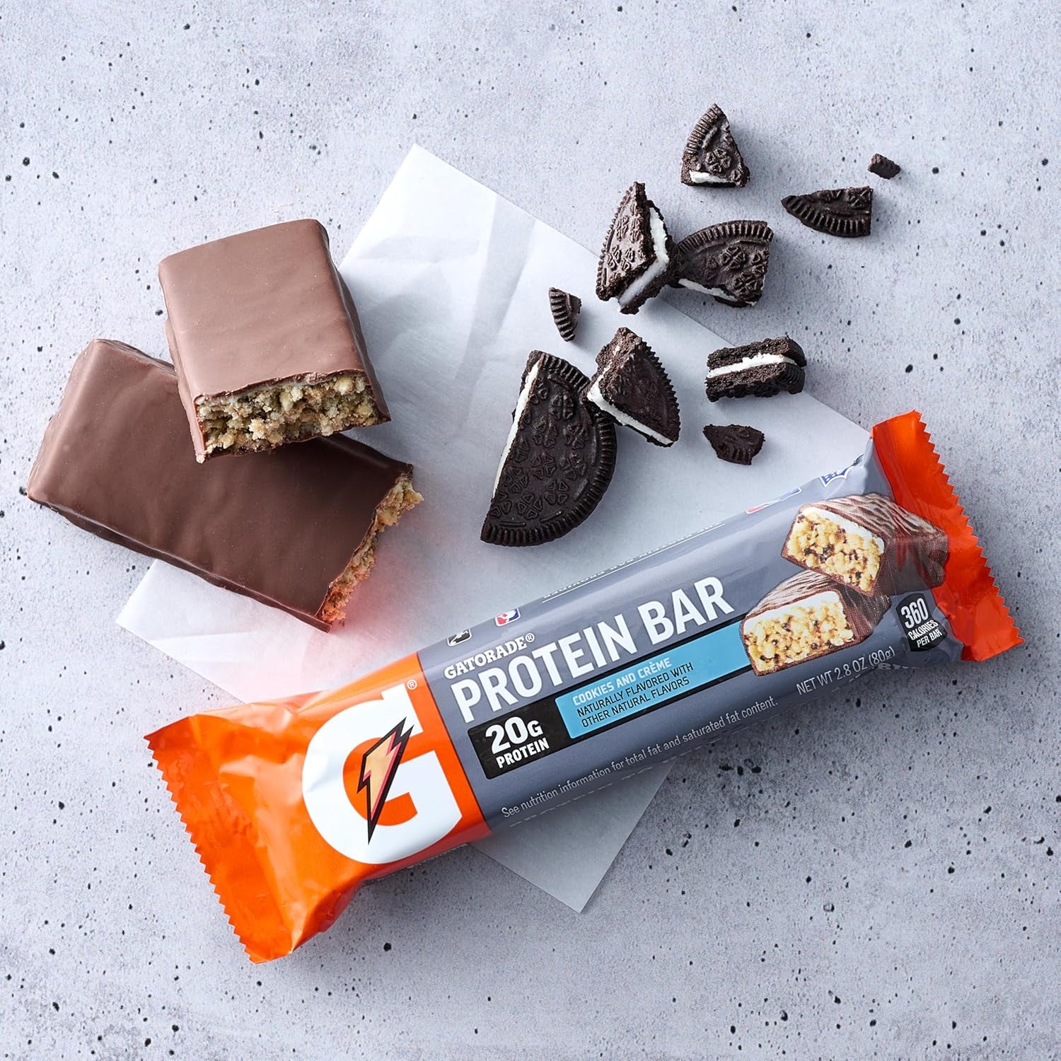 Whey Protein Bars, Cookies & Crème Flavor, 2.8 Oz (Pack of 12, 20G Protein per Bar)