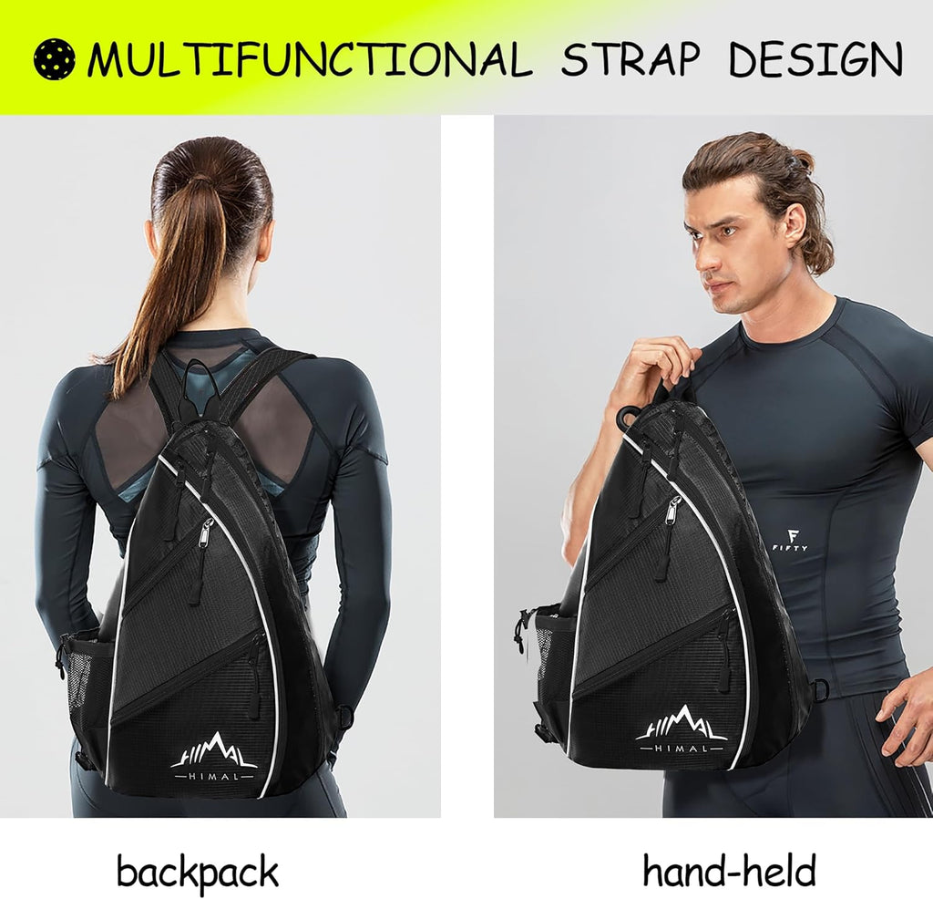 Adjustable Pickleball Backpack with Water Bottle Holder for Men and Women