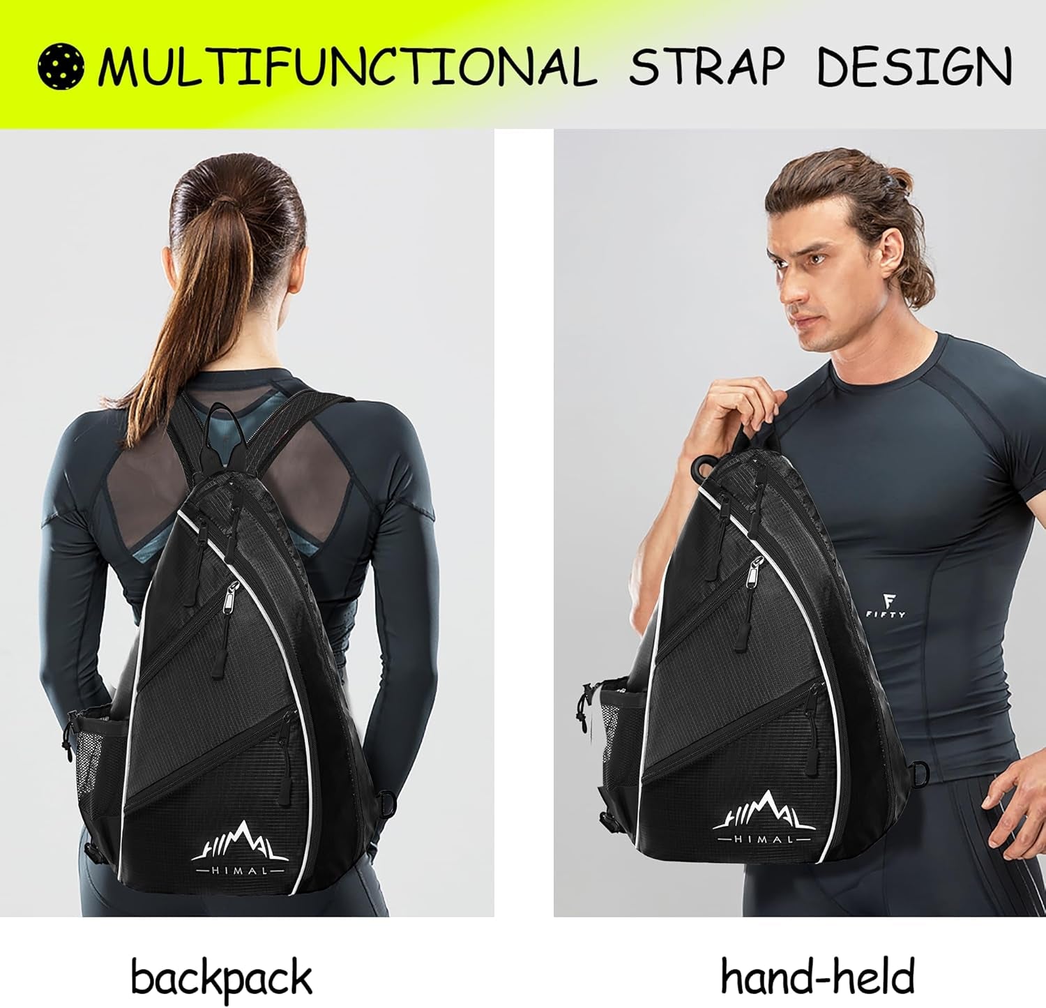 Adjustable Pickleball Backpack with Water Bottle Holder for Men and Women