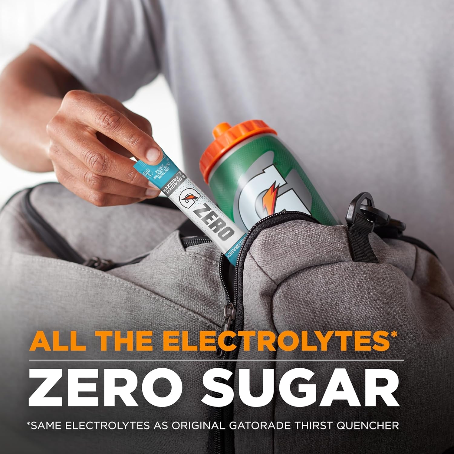 G Zero Electrolyte Powder Drink Mix Packets, Orange Flavor, Sugar-Free Hydration, 120 Count