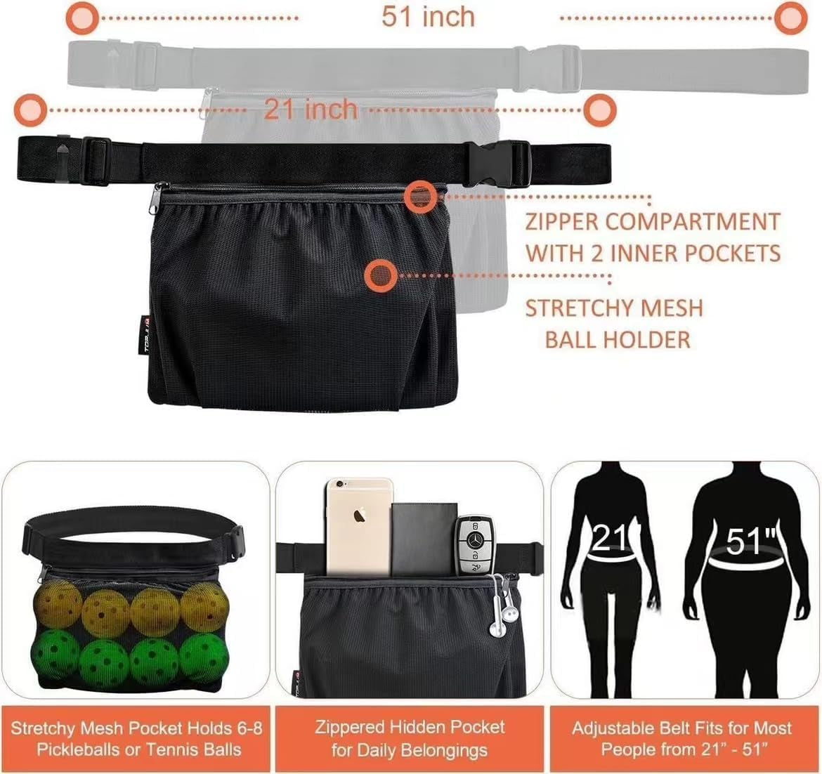 Multi-Sport Waist Pack for Tennis, Badminton, and Table Tennis