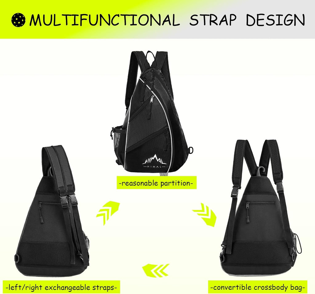 Adjustable Pickleball Backpack with Water Bottle Holder for Men and Women