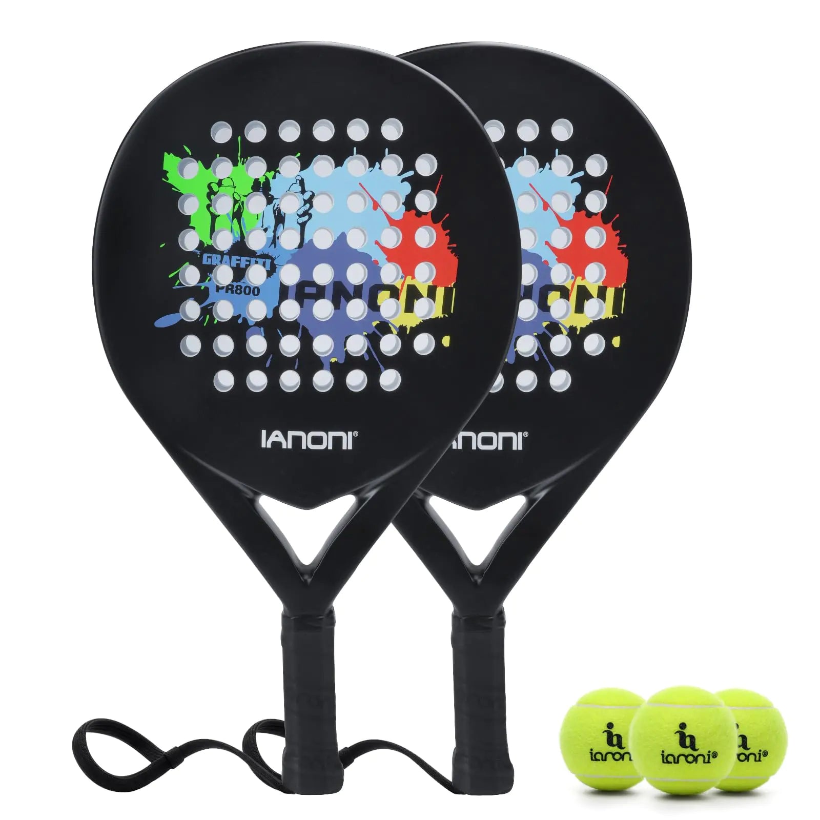 Carbon Flex Padel Racket Twin Set with 3 Balls