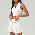 Two Pieces Yoga Sets Women Gym Crop Tops&Tennis Skirts Sports Suits Breathable Quick Dry Golf Suits Badminton Workout Clothing