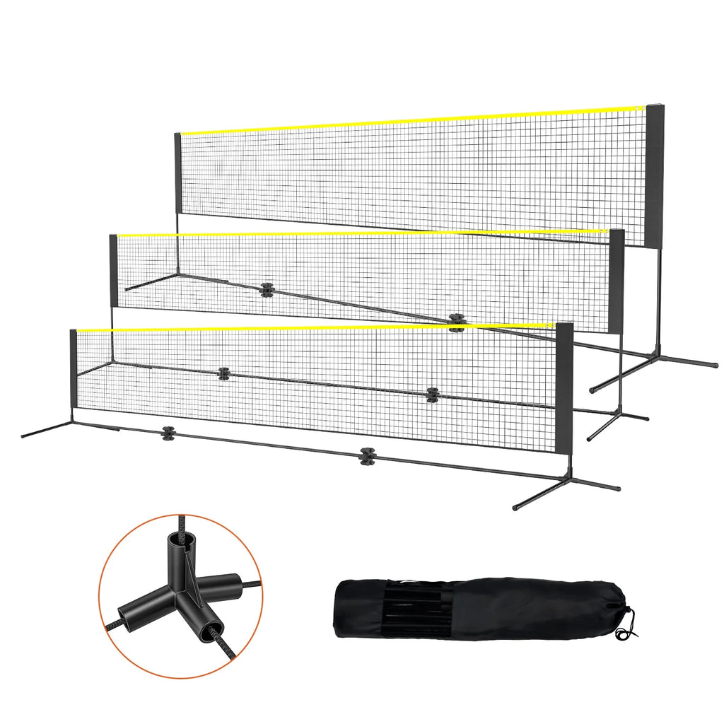 Multi-Sport Net Set, Adjustable Height for Badminton, Pickleball, and Tennis, 17Ft Width, Foldable and Portable Design with Poles, Base, and Travel Bag, Ideal for Family Fun