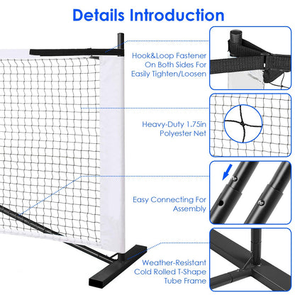 1Set Portable Pickleball Net Set 22ft Regulation Size Net Pickle Ball Net System With 4 Pickleballs 4 Paddles Carrying Bag For Driveway Yard