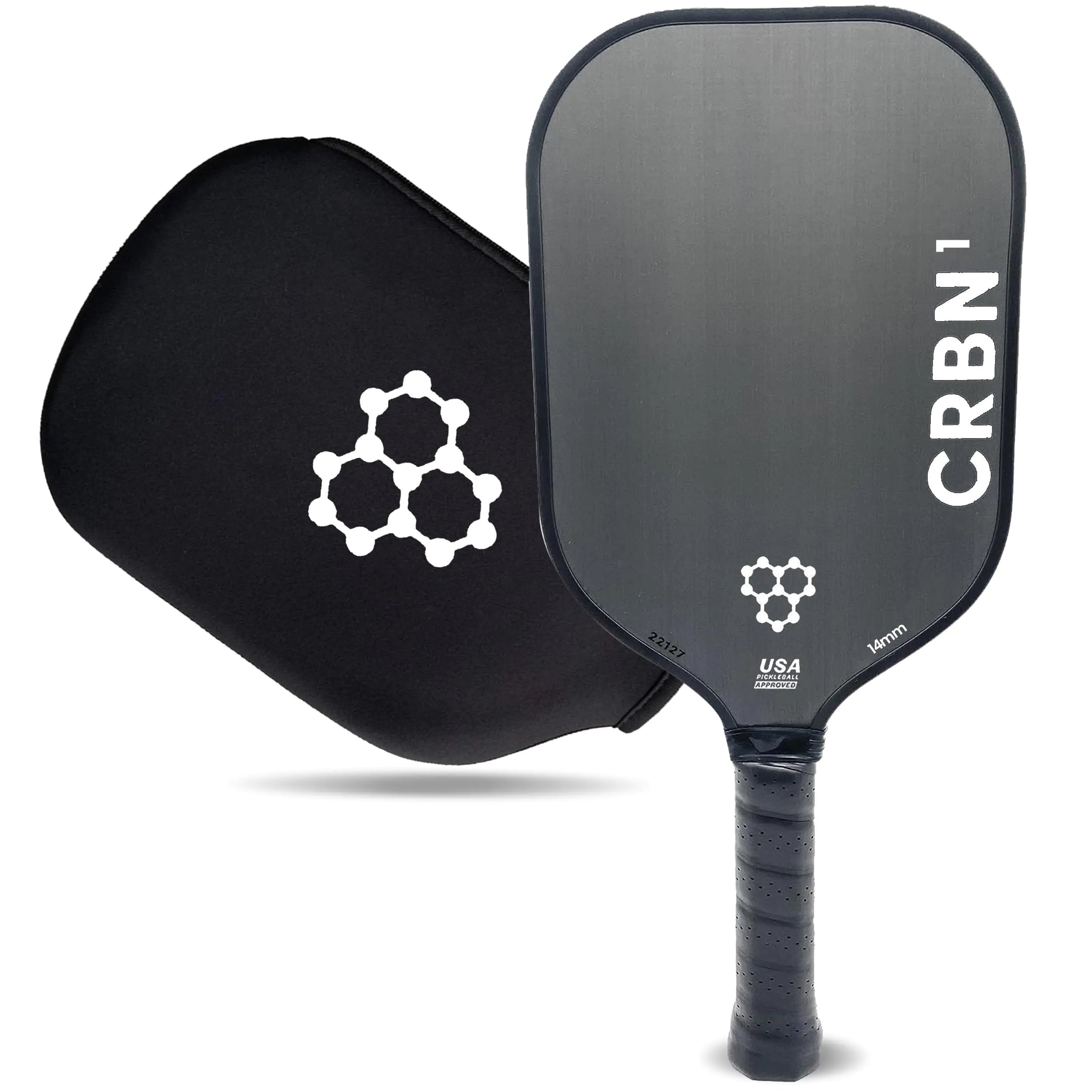 CRBN1 Carbon Fiber Pickleball Paddle, USAPA Approved, 14mm, White Logo