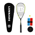 LUNNADE Carbon Squash Racket Lightweight Tear Drop Squash Racquet with Ball Overgrip Damper and Bag