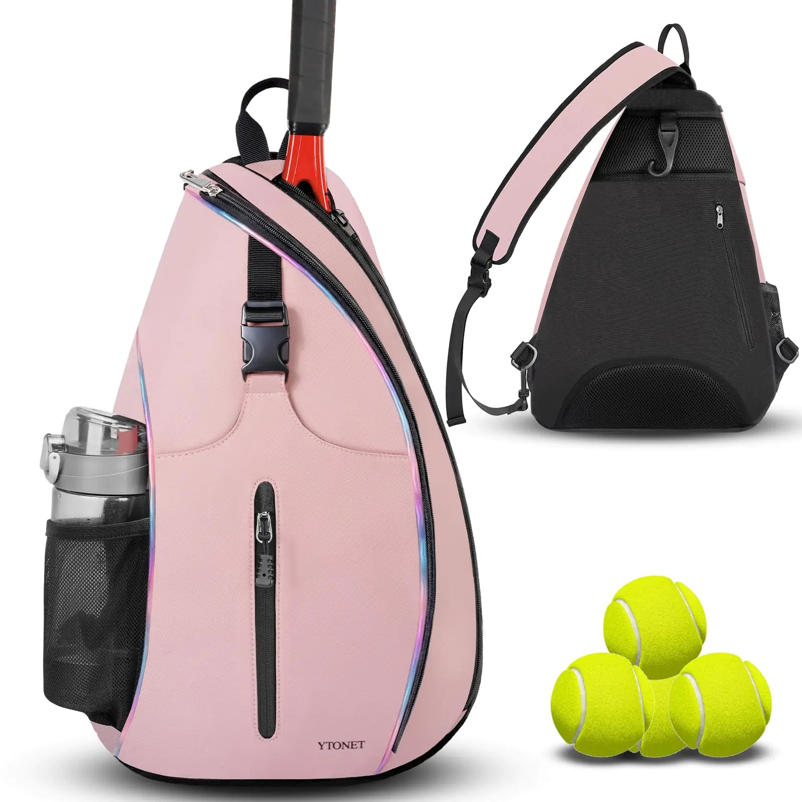 Ytonet Water-Resistant Tennis & Pickleball Sling Backpack, Crossbody, Unisex