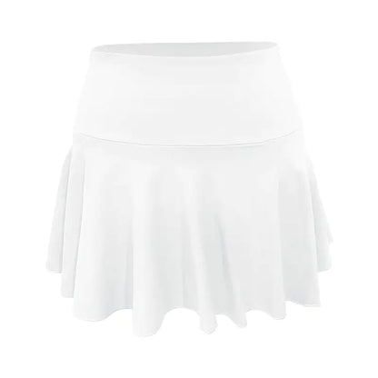 Nude Pleated Two-Piece Sports Tennis Skirt