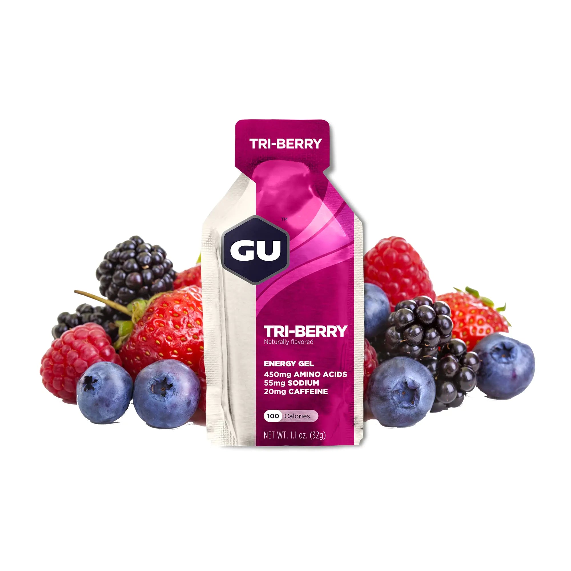 GU Energy Gel 24-Pack Vegan Gluten-Free Tri-Berry