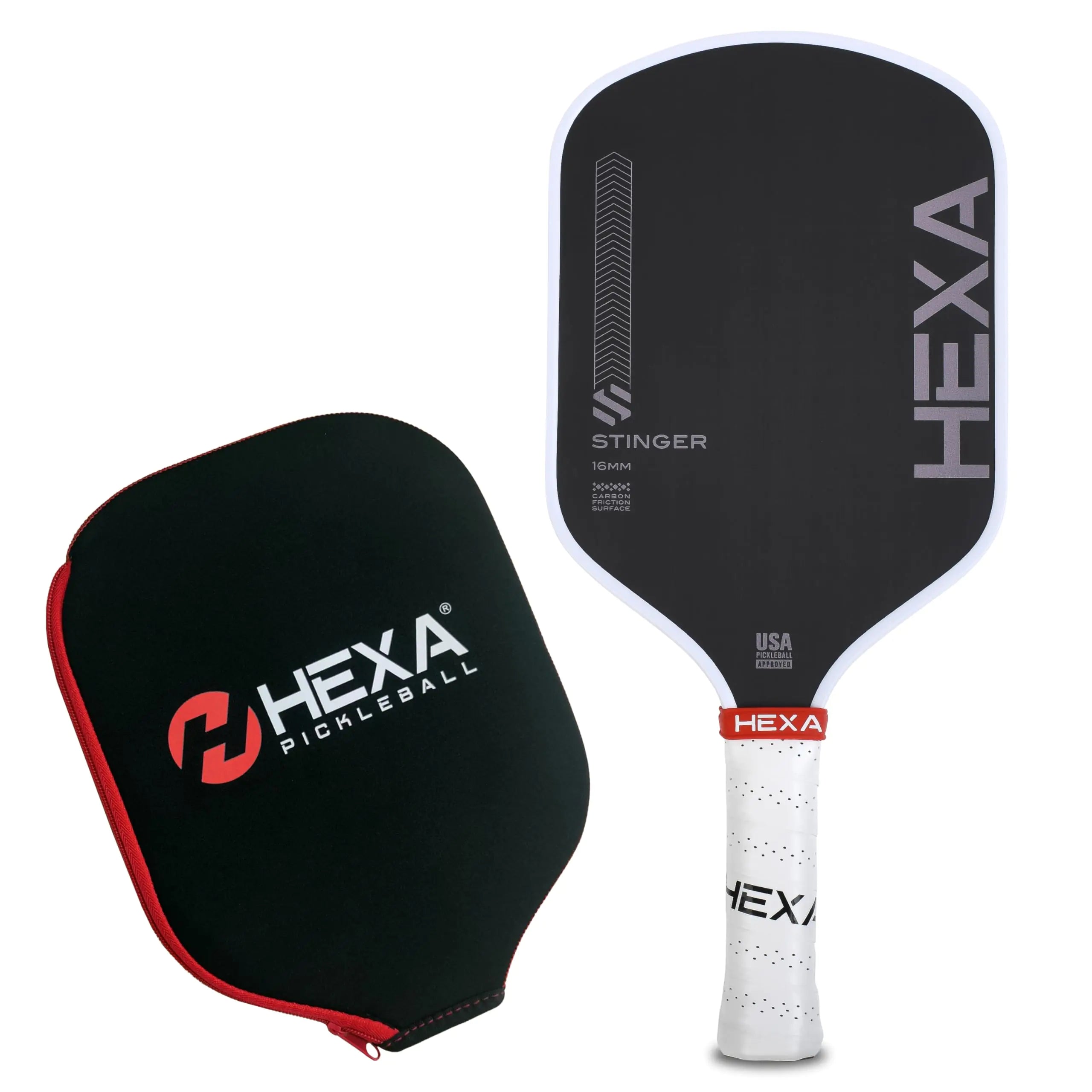 Hexa Stinger Raw Carbon Fiber Pickleball Paddle, USAPA Approved, White
