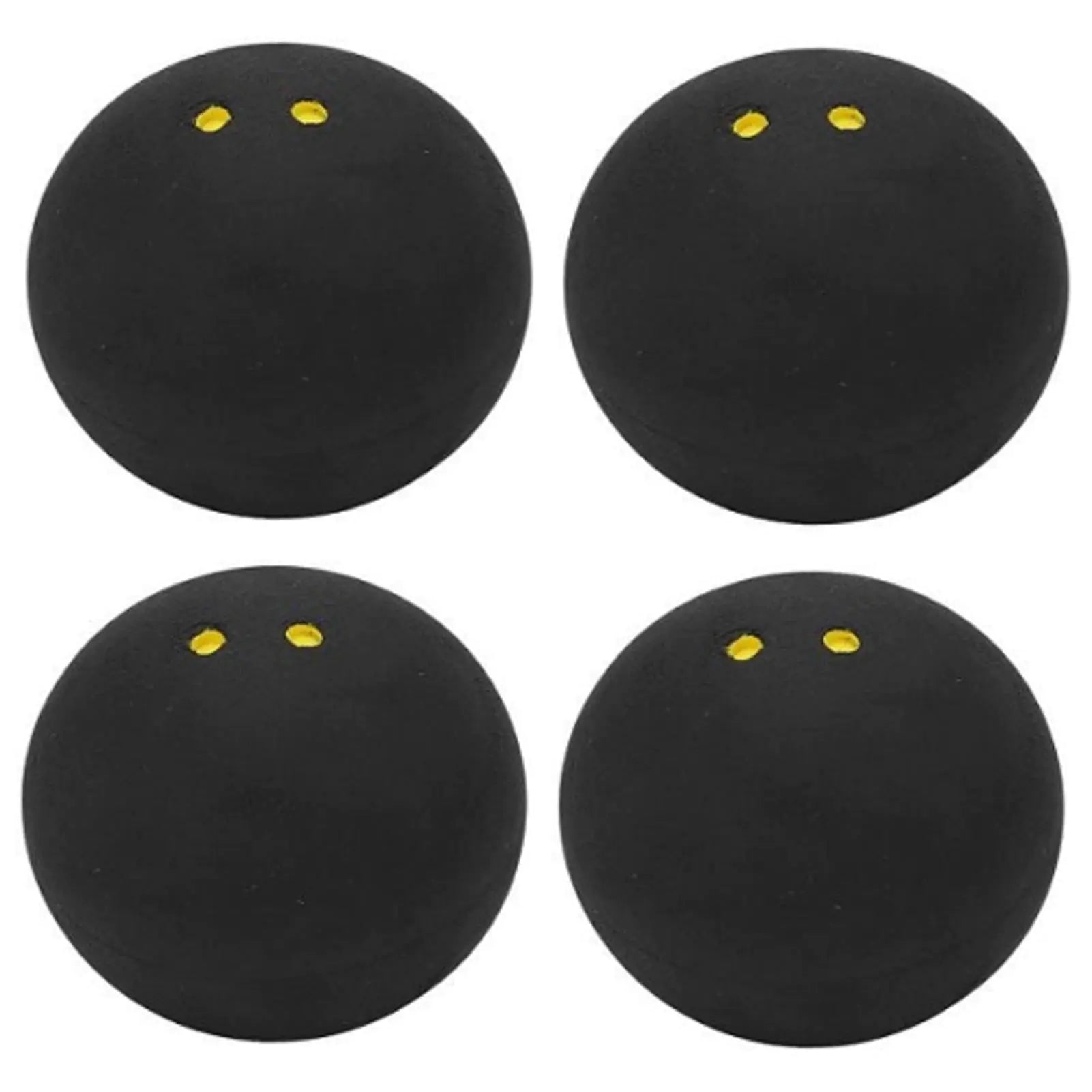 Generic 4-Pack Squash Balls, 38mm, Double Yellow Dot, High Bounce, Training