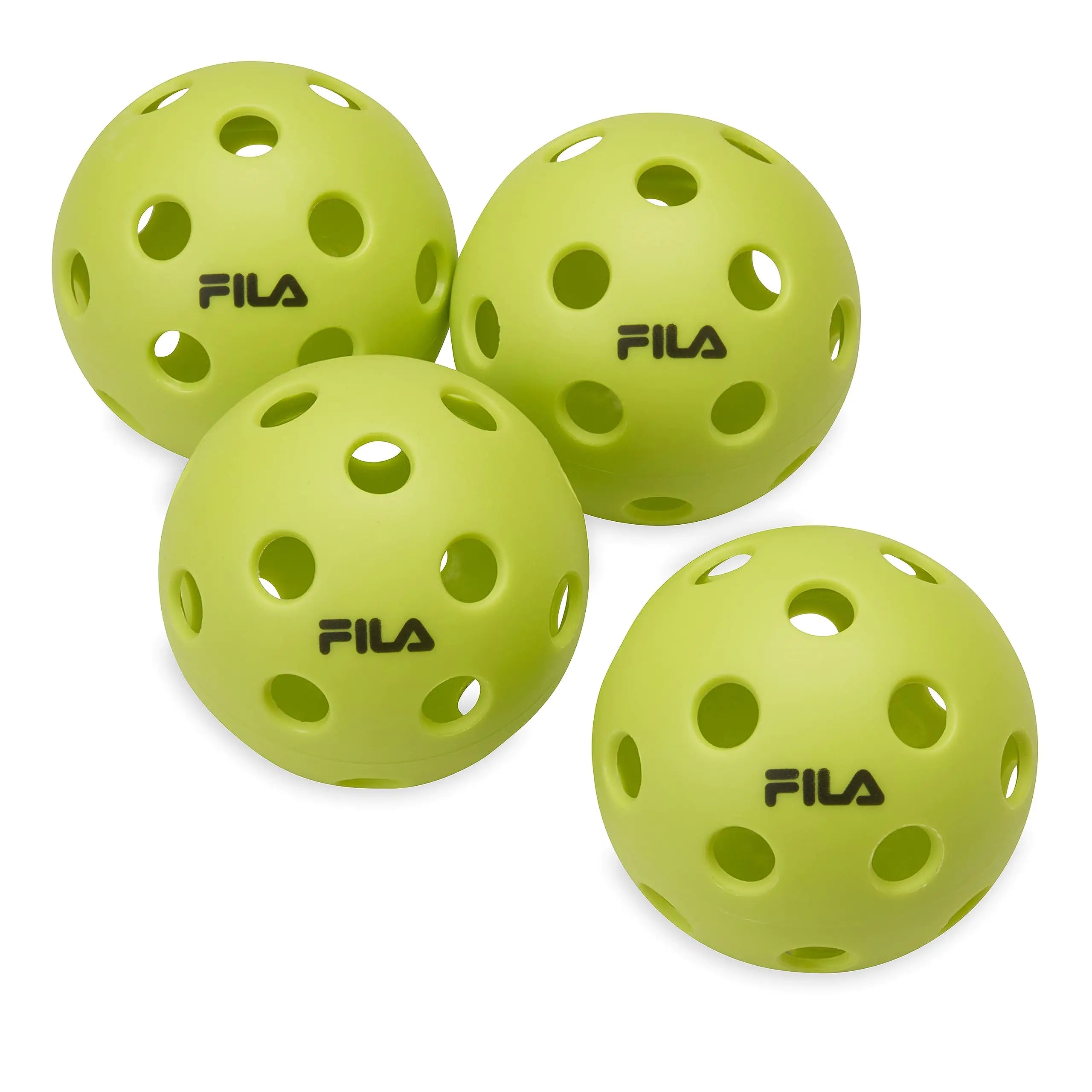 FILA Indoor Pickleball Balls, 26-Hole, Regulation Size, 4-Pack (Lime)
