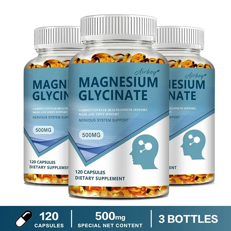 Magnesium Glycinate - Nerves System, Improve Mood Nervous, Muscles Recovery, Heart Health, Sleep Quality Support