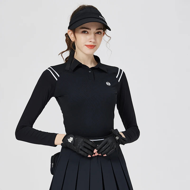 2025 New Blktee Golf Polo Shirts Women Long-Sleeved T-Shirt Ice Silk Sunscren Top Pleated Skirt High Waist Golf Skirts with Bag