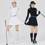 2025 New Blktee Golf Polo Shirts Women Long-Sleeved T-Shirt Ice Silk Sunscren Top Pleated Skirt High Waist Golf Skirts with Bag