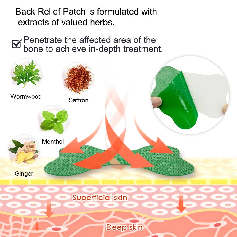 12PCS Back Patch Long-Lasting Hot Paste Lumbar Spine Sticker Acupuncture Patches Relax Muscle Lumbar