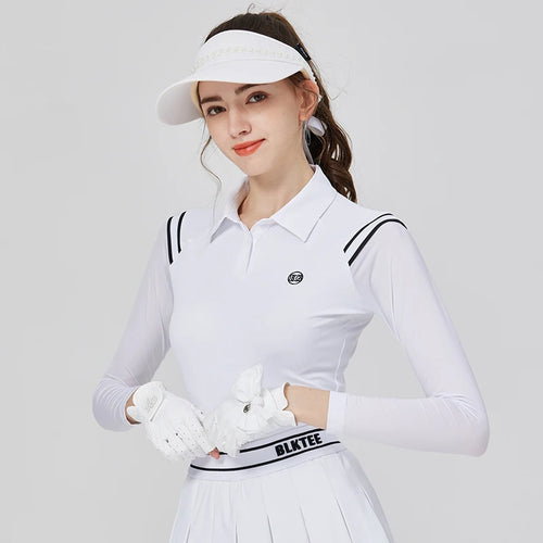 2025 New Blktee Golf Polo Shirts Women Long-Sleeved T-Shirt Ice Silk Sunscren Top Pleated Skirt High Waist Golf Skirts with Bag