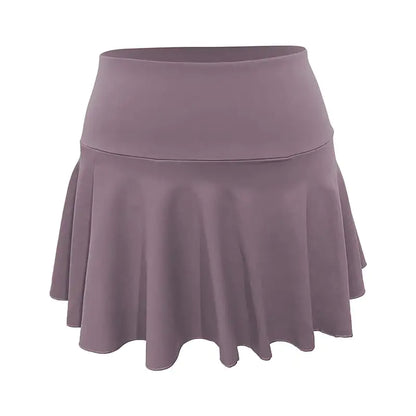 Nude Pleated Two-Piece Sports Tennis Skirt