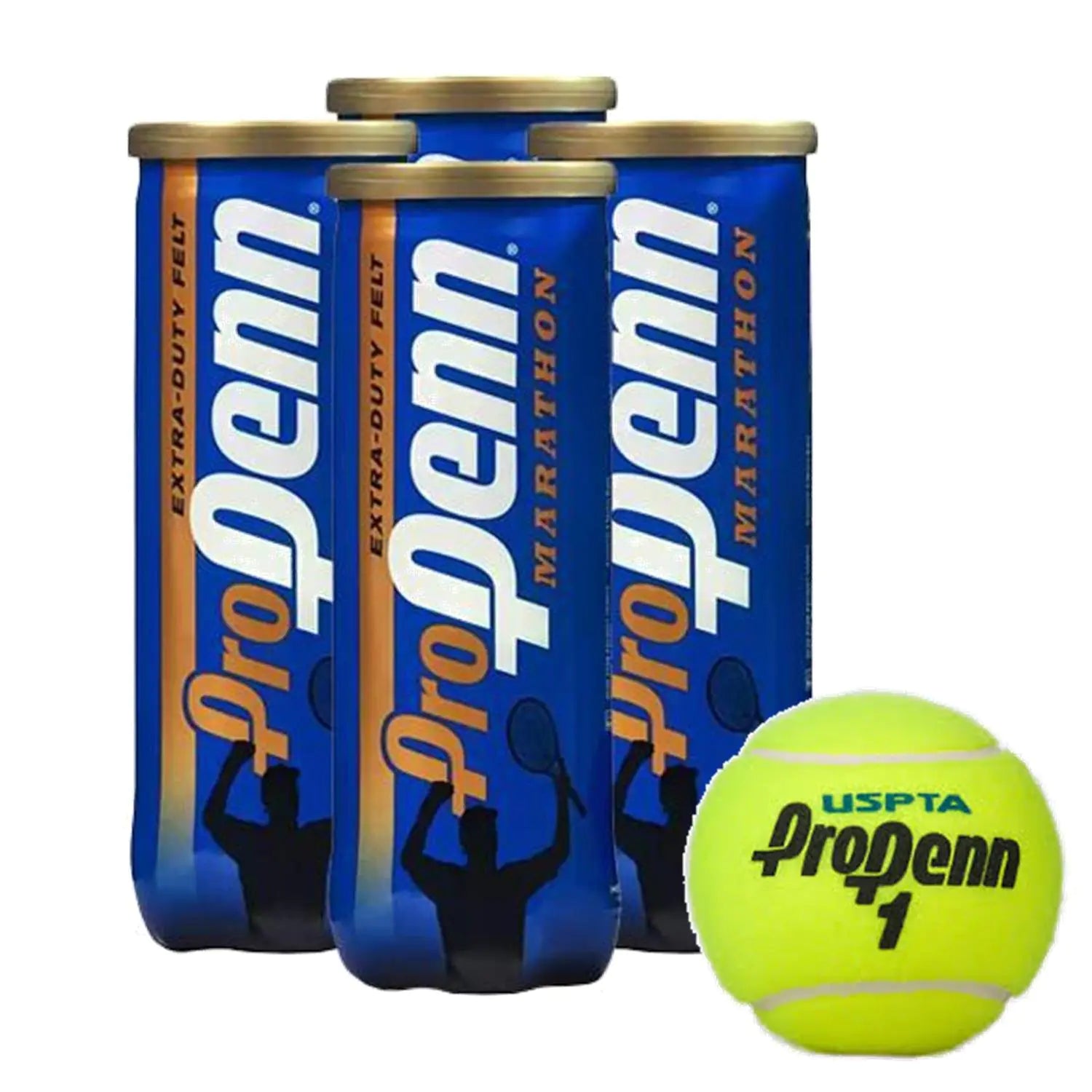 Penn Pro Marathon Extra-Duty Tennis Balls 3 Ball Can (4-Pack)