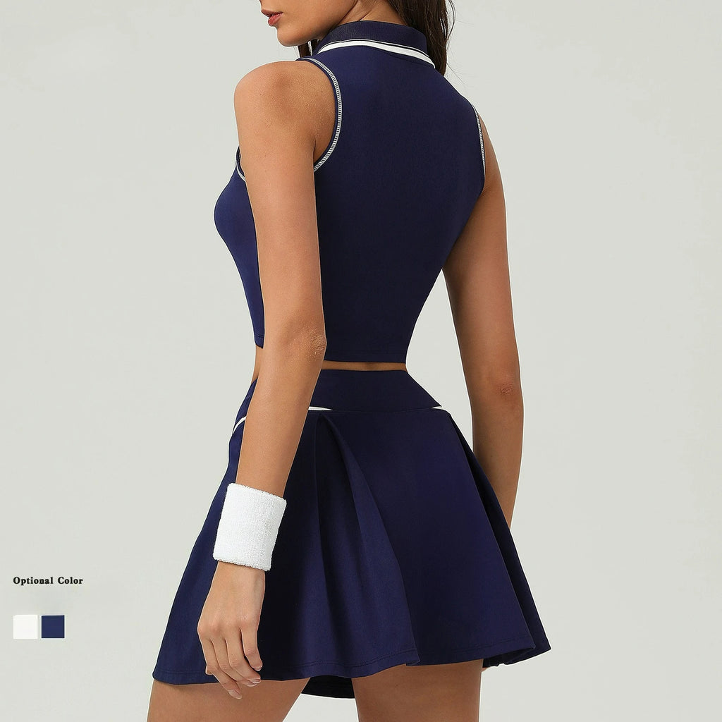 Two Pieces Yoga Sets Women Gym Crop Tops&Tennis Skirts Sports Suits Breathable Quick Dry Golf Suits Badminton Workout Clothing